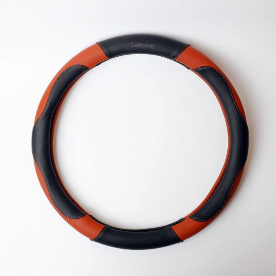 图片 Labbyway Microfiber Leather Auto Steering Wheel Cover- Car Universal 15-inch,Anti-Slip,Odorless,Four Seasons Universal (Brown)